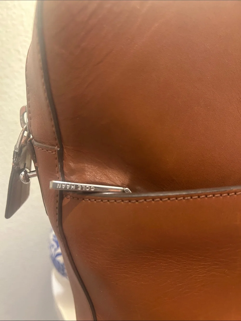Cole Haan Cognac Leather Laptop Briefcase